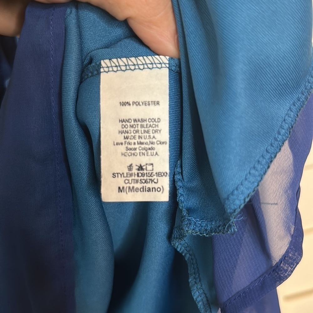 Pink Owl Lime Green to Royal Blue Ombre Midi Dress - Picture 4 of 7